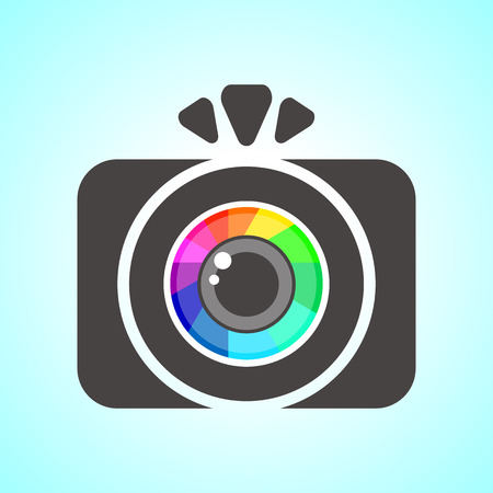 Illustration of a Single Flat Photo Camera Icon Isolatedのイラスト素材