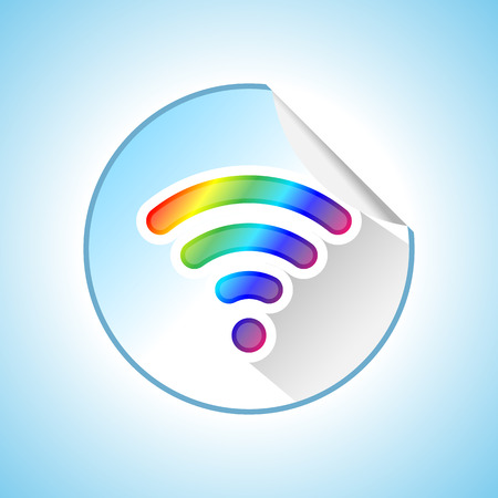 Wi-fi Network Symbol. Wifi Zone. Round Sticker Illustrationのイラスト素材
