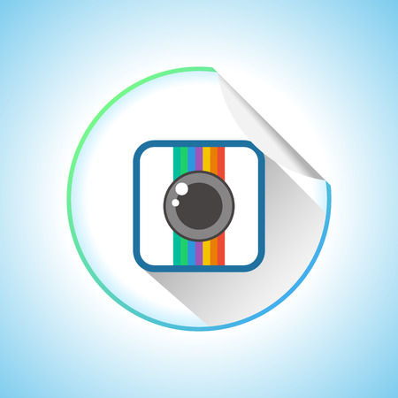 Photo Camera Sign Icon. Round Sticker Illustrationのイラスト素材
