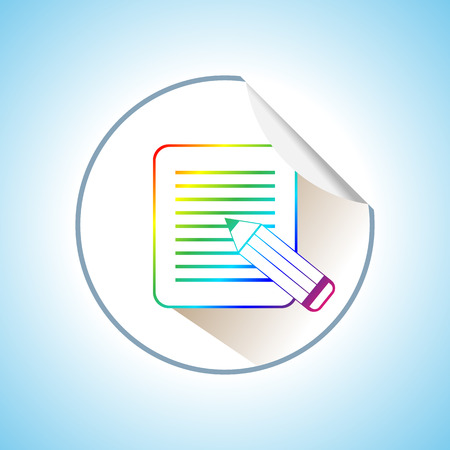 Illustration of Pencil with Paper Page. Flat Icon Isolatedのイラスト素材