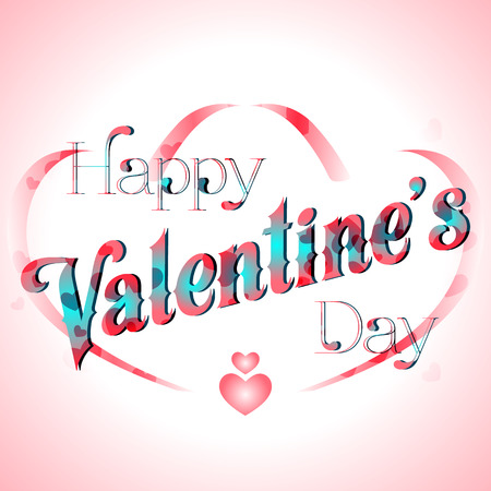 Happy Valentine's Day Lettering Greeting Card, Vector Illustrationのイラスト素材