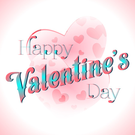 Happy Valentine's Day Lettering Greeting Card, Vector Illustrationのイラスト素材