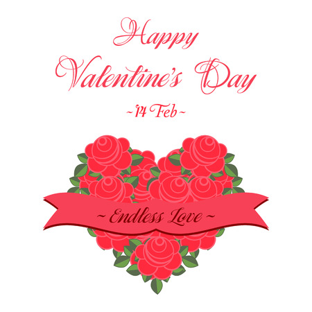 Happy Valentines Day Lettering Greeting Card Illustrationのイラスト素材