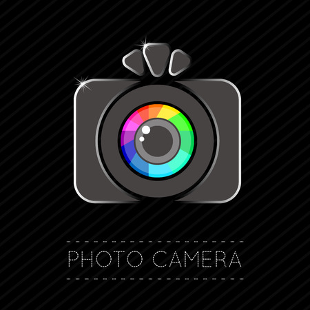 Vector Illustration of a Single Flat Photo Camera Iconのイラスト素材