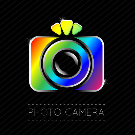 Vector Illustration of a Single Flat Photo Camera Iconのイラスト素材