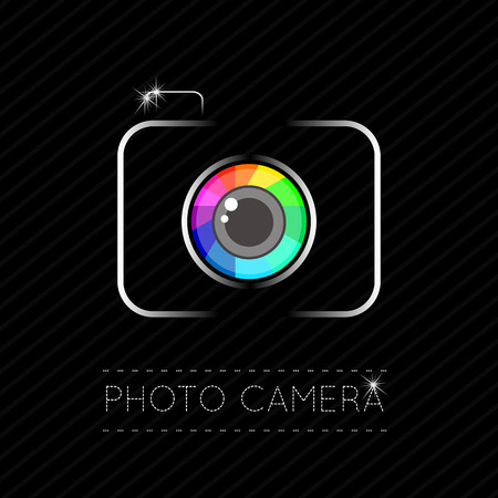 Vector Illustration of a Single Flat Photo Camera Iconのイラスト素材