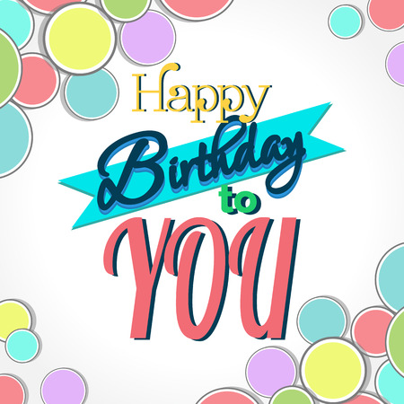 Colorful Happy Birthday Greeting Card Design Illustrationのイラスト素材