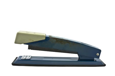 Old blue staplerの写真素材