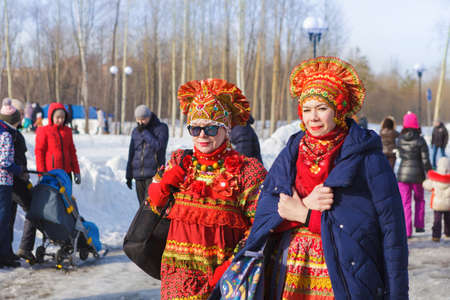 Russia, Cheboksary, MARCH 10.2019 carnival celebrations. Maslenitsa celebration, a farewell to winter Vacation Weekendのeditorial素材