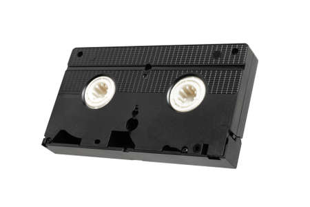 VHS videotape for watching movies isolated on a white background, video cassette.