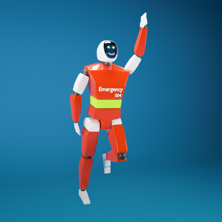 3d illustration. A robot with a monitor on its face in different angles.
