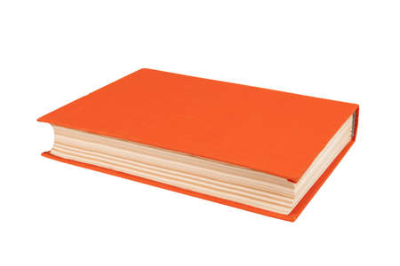 orange book with cloth cover on a white isolated background.の写真素材