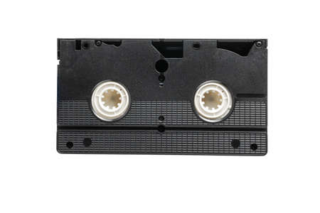 VHS video tape cassette isolated on white backgroundの写真素材