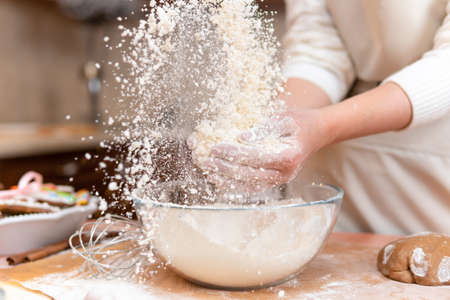 Women prepare cookies in the kitchen concept cooking