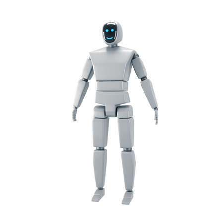 3d illustration. A robot with a monitor on its face in different angles.