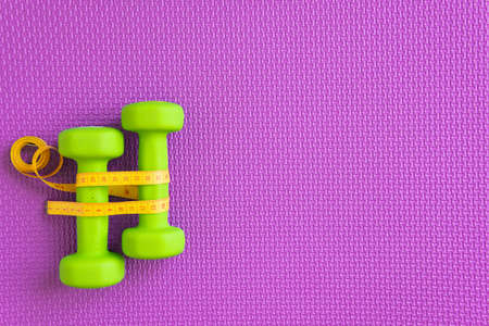 Dumbbells on background. The concept of a healthy lifestyle.の写真素材