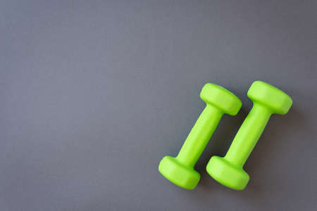 Dumbbells on background. The concept of a healthy lifestyle.の写真素材