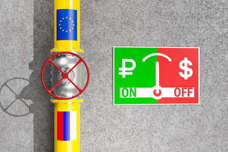 The supply of blue fuel to Europe. Gas pipeline. 3d rendering.の写真素材