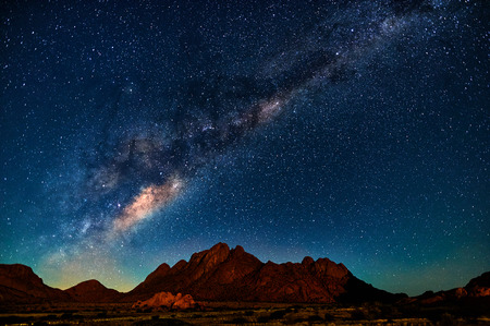 Night landscape with the Milky Way in Namibia in the Spitzkoppe areaの写真素材