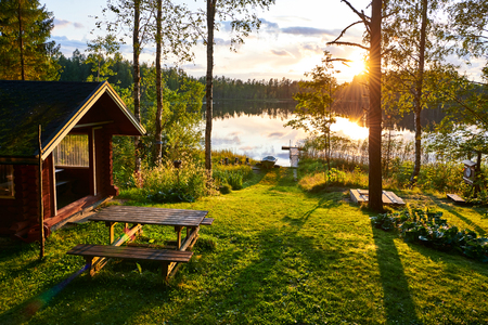 The lakes in Finland are a great place to spend the summer holidays with the whole familyの写真素材