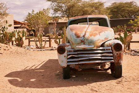 Solitaire, Namibia 04-29-2017 illustrative editorial. Abandoned trucks in Solitaire, Khomas region, near the Namib Naukluft national park.のeditorial素材