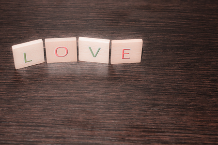 Wooden Tiles with LOVE text 3の写真素材