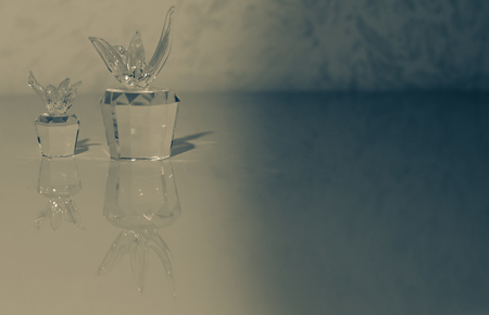 Glass crystals with glossy reflectionsの写真素材