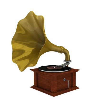 one 3d render of an old gramophoneの写真素材