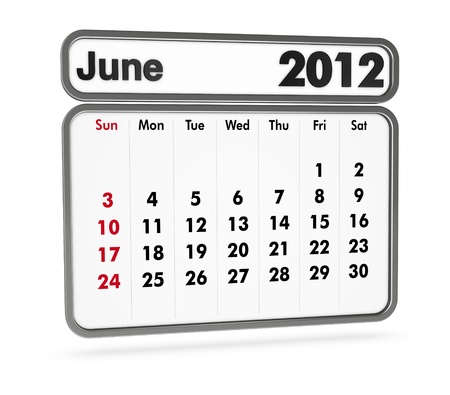 june 2012 calendar on white background (3d render)の写真素材