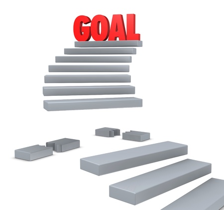 one staircase with a couple of broken steps (3d render)の写真素材