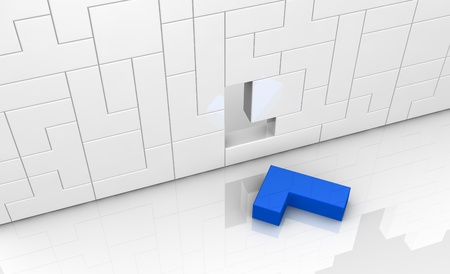 construction made with pieces as an old popular videogame with one piece od different color (3d render)の写真素材