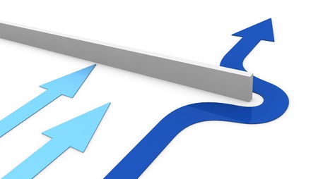 some arrows competing each other with one that win (3d render)の写真素材
