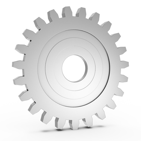 one gear with light reflection (3d render)の写真素材