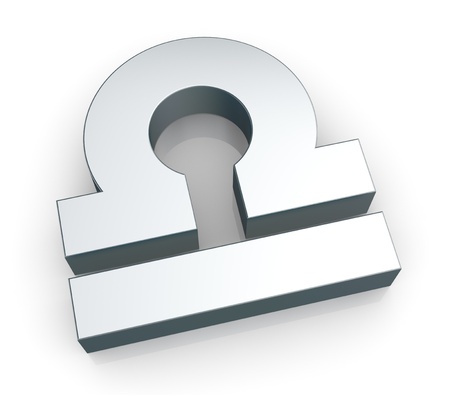 closeup of the zodiac sign of libra  (scales) made with steel (3d render)の写真素材