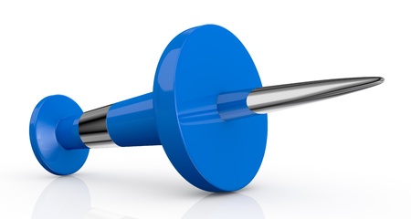 close up view of a blue pin (3d render)の写真素材