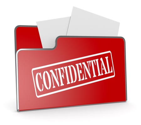 one computer folder with text: confidential (3d render)の写真素材
