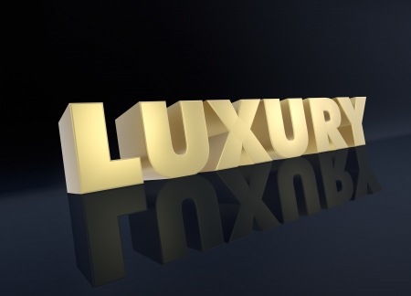 text: luxury, in gold on dark background (3d render)の写真素材