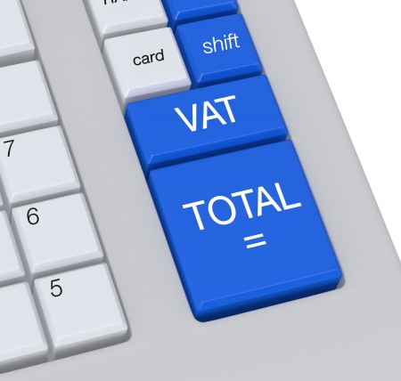 closeup of the keyboard of a cash register (3d render)の写真素材