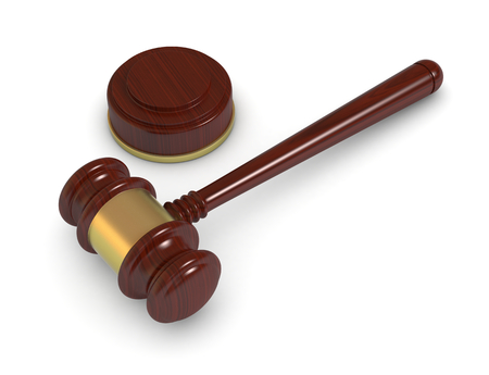 top view of a gavel, concept of justice or auction (3d render)の写真素材