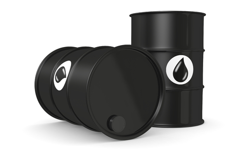 closeup of two oil barrels (3d render)の写真素材