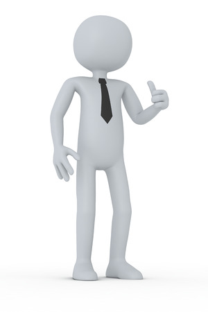 one puppet with a cravat and the hand that shows the thumb up (3d render)の写真素材