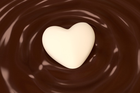 top view of chocolate ripples with a cream heart (3d render)の写真素材
