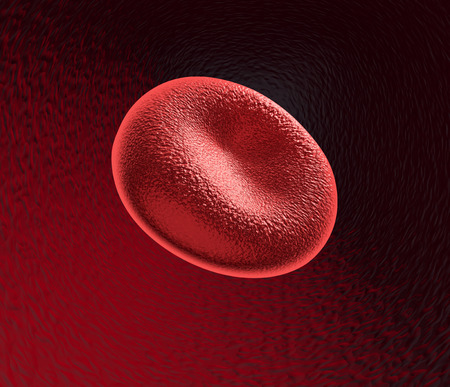 one red blood cell on red background (3d render)の写真素材