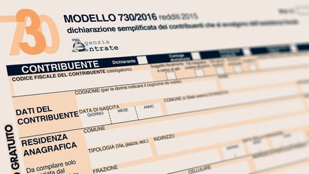 close up view of 730 form for italian taxes (3d render)の写真素材