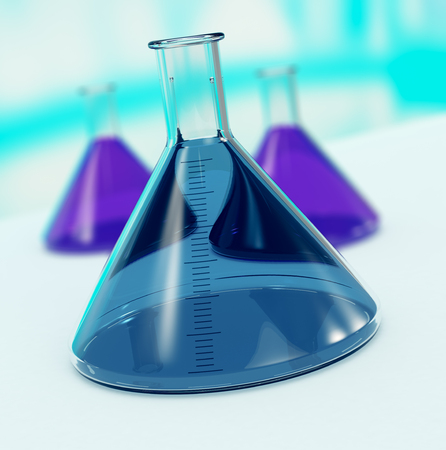 closeup view of an alembic with others alembics on background (3d render)の写真素材