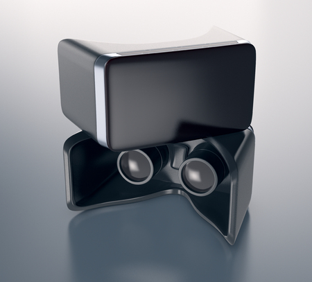 virtual reality glasses on a reflective surface(3d render)の写真素材