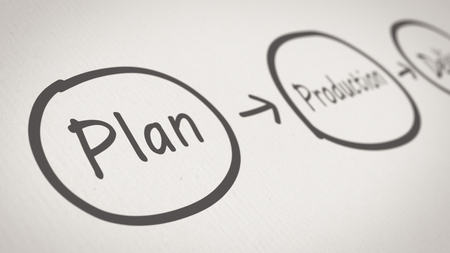 close up view of simple chart, concept of project life cycle, hand drawn styleの写真素材