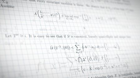 fictional math research paper with formulas, concept of science and schoolの写真素材