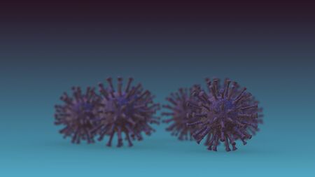 coronavirus, covid-19 microscope view, pandemic danger (3d render)の写真素材