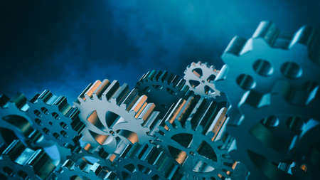 close-up view of gear industrial mechanism (3d render)の写真素材